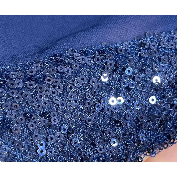 VTG Chaps Shift Dress Party Cocktail Navy Blue Sequined Size 10 - Picture 6 of 10